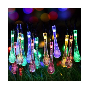 Instalatie Solara 6 m, 28 Led-uri cu Ornament tip picatura de apa, Liniara, Fir negru, Multicolor - Img 4