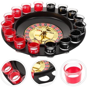 Joc de Ruleta Flippy, cu Pahare de Shot si Plansa de Joc Blackjack, 31 cm, Multicolor - Img 9