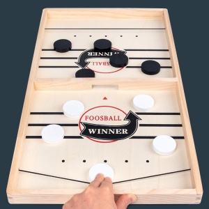 Joc Fooseball Interactiv, Flippy, Tip Hockey pe Gheata, din Lemn, 10 Piese de Joc, +4 Ani, 54 x 29 cm, Multicolor - Img 7