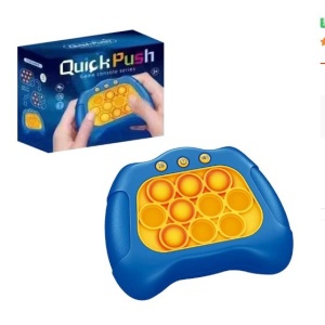 Joc Pop It, Flippy, consola, joc interactiv, antistres, cu baterii, Abs si silicon, Albastru, 12 x 10 x 5.8 cm - Img 2