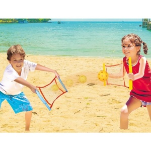 Joc Spikeball, Flippy, Joc in 2, pentru Plaja, Parcuri, Interior, 2 Plase, 2 Mingi, Multicolor - Img 4