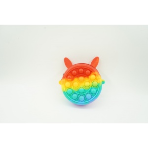 Jucarie antistres din silicon Flippy, Pop it Now and Flip It ,Mini Geanta, Iepuras, 6 cm, Curcubeu - Img 2