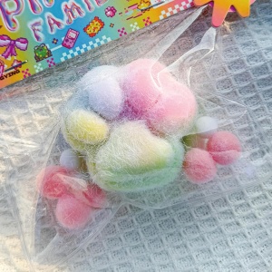 Jucarie Antistres Squishy, Flippy, cu Revenire Lenta, Model Labuta de Pisica Pufoasa, 6x6 cm, 70g, Ambalaj Transparent, Multicolor - Img 5