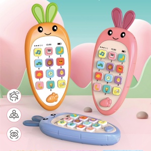 Jucarie Interactiva, Flippy, Telefon Inteligent, Model Morcov, Functii Educative, Muzicale si Voce, 4-6 ani, 19 x 11.5 cm, din Plastic, Multicolor - Img 2