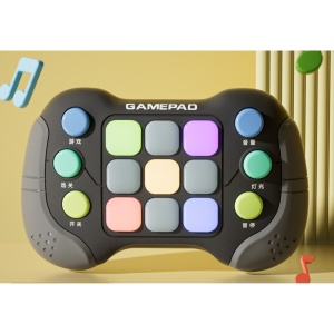 Jucarie Interactiva Flippy, Tip Consola Pop It, 6 butoane functionale, 5 Moduri de Joc, 600 Niveluri, +3 ani, Gri/Negru - Img 2