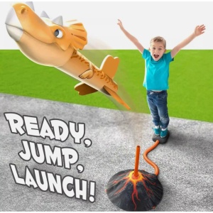 Jucarie pentru Copii, Flippy, Lansator de Rachete cu Piciorul, un Singur Lansator, 3 Rachete Donozauri cu Lumini, 30 cm Inaltime, Model Vulcan, Multicolor - Img 8