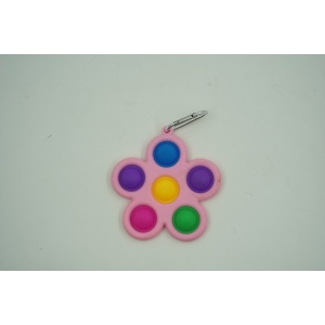 Jucarie Push Pop Bubble Fidget, Pop It, breloc antistres, Floare, Multicolor/Roz - Img 2
