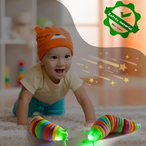 Jucarie Senzoriala Antistres, Flippy, Fidget Toys, Omida Curcubeu, 18.6 cm, Functie de Luminat, +3 Ani, Multicolor - Img 3