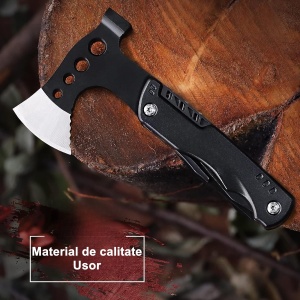 Kit supravietuire multifunctional 16 in 1 Flippy, Instrumente profesionale, Agatatoare ghiozdan, pentru Camping, Drumetii, Aventuri in aer liber, borseta inclusa, negru - Img 6