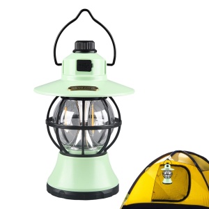 Lampă de camping retro portabilă, Felinar Vintage LED ABS, Acumulator inclus 1200 mAh, reincarcabila, 3 moduri de iluminare, intensitate reglabila,Lampa portabila pentru cort în aer liber, Mint - Img 6