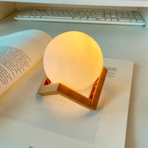Lampa de veghe luna 3D Moon Light, lumina LED alb cald, alimentare baterii, fara acumulator, stand din plastic inclus, ø 10 cm, Flippy - Img 5