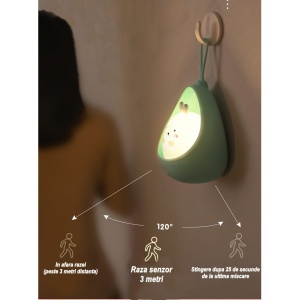 Lampa de veghe portabila cu 2 moduri de functionare Flippy, silicon non-toxic, reincarcabila USB, senzor miscare, albastru, iepuras - Img 2