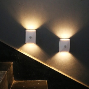 Lampa LED bidirectionala cu senzor de miscare Flippy, cu baterii, pentru dormitor, bucatarie, baie, scari, 2 LEd-uri, 8 x 10.5 cm, material ABS si PC, portabila, alb cald - Img 3