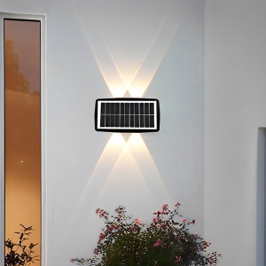 Lampa solara LED bidirectionala dreptunghiulara pentru perete Flippy, 20.5x10 cm, 6 LED-uri, 5.5V, ABS, 500mAh, rezistent la apa IP65, alb cald - Img 2
