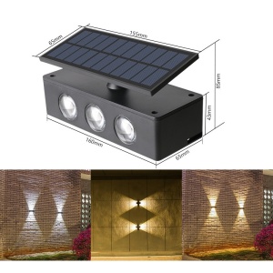 Lampa solara LED bidirectionala Flippy, cu panou ajustabil, comutator culoare lumina, pentru perete, scari, gradina, terasa, 16 x 6.5 cm, 6 LED-uri, material ABS, baterie 3.7 V, 1200mah, multicolor - Img 4