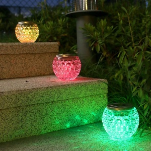 Lampa solara LED tip Glob cristal pentru gradina/trepte/terasa Flippy, rezistent la apa IP65, 10 x 9.5 cm, 1.2V, ABS, 600mAh, multicolor - Img 4