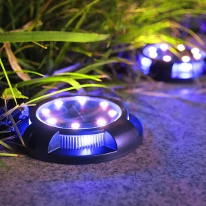 Lampa solara LED tip spot pentru gradina Flippy, cu 4 leduri laterale multicolore si 8 leduri principale alb rece, IP65, material ABS, baterie 2V, 700 mah, 11x13.5 cm, multicolor - Img 3