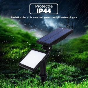 Lampa solara pentru terasa/gradina 48 de LED-uri Flippy, cu 2 moduri de fixare, senzor de lumina, IP44, material ABS, 5W, 80 lm, 26.5 cm x 14 cm, Alb Rece - Img 5