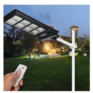 Lampa solara stradala Flippy, cu telecomanda, senzor de miscare si lumina, suport prindere, 225 LED-uri, IP65, ABS, 15AH, 300W, temperatura culoare 6500K, 69.5x24.3x6.8 cm, autonomie 10-12 ore, negru - Img 2