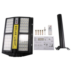 Lampa solara stradala Flippy, cu telecomanda, senzor de miscare si lumina, suport prindere, 280 LED-uri, IP65, ABS, 12AH, 500W, temperatura culoare 6500K, 44.5x37.7x6.6 cm, autonomie 10-12 ore, negru - Img 3