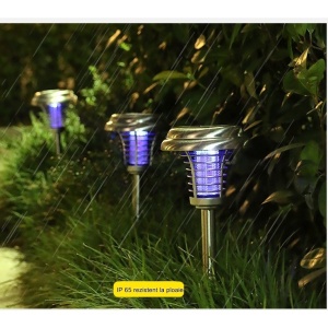 Lampa solara tip torta Flippy, anti-insecte, tantari, UV, LED, 1.2V, IP65, 1 LED, material ABS, 48 x 14 cm, gri - Img 4
