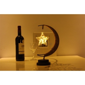 Lampa veghe Flippy, semi-luna cu stea din sticla, led, 28x15 cm, alb cald - Img 4