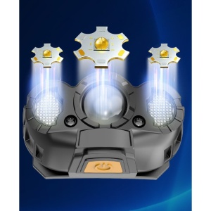 Lanterna LED de Cap, Flippy, cu Suport Inclus, Incarcare USB Tip C, Raza 100-200m, 5W, 6 Trepte de Lumina, 400 mAh, Gri - Img 5