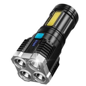 Lanterna LED Tactica 2 in 1, Flippy, 4 Moduri de Iluminare, Tip Proiector COB, Rezistenta la Apa, Reincarcabila, USB, Lanterna de Drumetii, 13.6 x 5 cm, Negru - Img 1