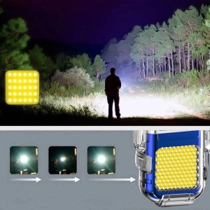 Lanterna Tip Breloc cu Bricheta, Flippy, Impermeabila, 3 Moduri Iluminare, 300 mAh, Incarcare USB-C, COB, Raza de Actiune 50 - 100 m, 7.4 x 4.9 x 1.7 cm, Albastru - Img 4