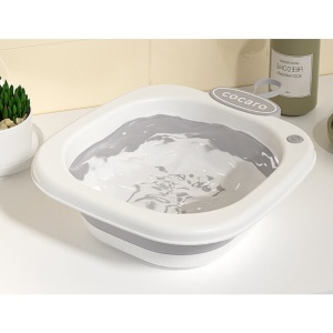Lavoar Pliabil, Flippy, pentru Copii 1-8 Ani, 28.5x28.5x10 cm, din PE+PP, 3.5l, Model Picioare, Gri - Img 2