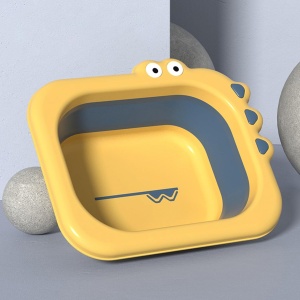 Lavoar Pliabil, Flippy, pentru Copii, din PP/TPE, Portabil, Model Crocodil, 30x24.5x9 cm, Galben/Albastru - Img 2