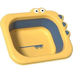Lavoar Pliabil, Flippy, pentru Copii, din PP/TPE, Portabil, Model Crocodil, 30x24.5x9 cm, Galben/Albastru - Img 1