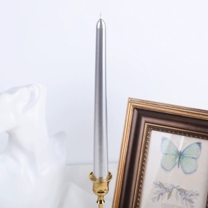 Lumanare Decorativa, Flippy, pentru Masa, 25 cm, din Parafina, fara Fum, Ardere 7.5h, Argintiu - Img 4