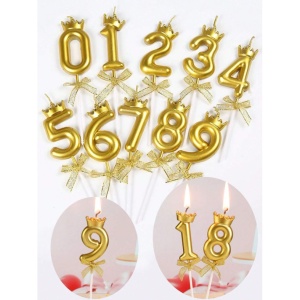 Lumanare pentru Tort Cifra 6, Model Coroana, Gold, Flippy, Party - Img 7