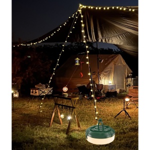 Lumină de camping LED încărcare USB, Flippy, șir colorat, pentru aer liber, cort, Distanta 10 metri, 1800mAH, 10.5x4.3 cm, Alb Verde - Img 8