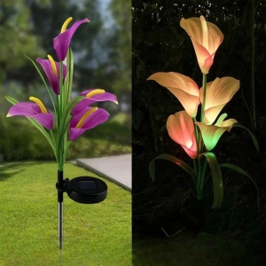 Lumina solara LED tip Crin cu 5 flori, inaltime 75 cm, pentru gradina, Flippy - Img 2