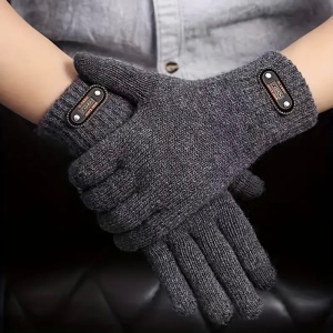 Manusi de Barbat, Flippy, Model Tricotat, Functie Touchscreen (ecran tactil), Material Acril, Manseta Elastica, Interior Catifelat, Marime Universala, Gri - Img 2