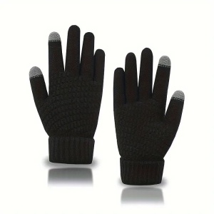Manusi de Dama, Flippy, Functie Touchscreen (ecran tactil), Material Acril Tricotat, Manseta Elastica, Interior Catifelat, Marime Universala, Negru - Img 7