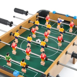 Masa de fotbal cu teren si 18 jucatori Flippy, 6 manere, cu tablou pentru scor, din metal, lemn si ABS, 51 x 44 x 17.5 cm, cu picioare, pentru copii/adulti - Img 5
