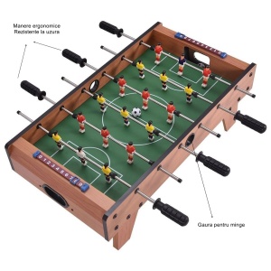Masa de Fotbal cu Teren si 18 Jucatori Flippy, 6 Manere, cu Tablou pentru Scor, din Metal, Lemn si ABS, 69 x 36.5 x 23 cm, cu Picioruse, pentru copii/adulti - Img 3