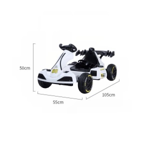 Masinuta Electrica Flippy, Tip Kart, cu Telecomanda, Dimensiune Reglabila, 2 Viteze, Sistem de Lumini si Sunet, Pentru Copii intre 1.2 - 1.6 Inaltime, 105 x 55 x 50 cm, Alb - Img 6