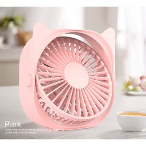 Mini ventilator pentru birou cu usb, Flippy, rotire 360 grade, 3 viteze, 13.5 x 12,8 cm, Roz - Img 3