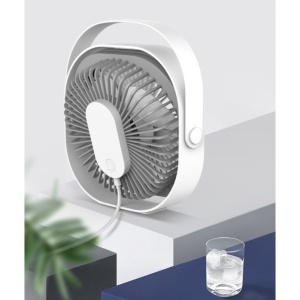 Mini ventilator pentru birou cu usb, Flippy, rotire 360 grade, 3 viteze, 1500 mA, 13.5 x 12,8, Alb - Img 3