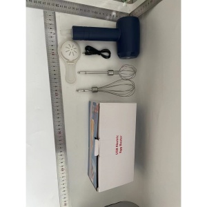 Mixer Electric fara Fir, Flippy, pentru Oua Smantana Frisca, Maner Plastic, Usor de Utilizat si Depozitat, 3 Accesorii, Albastru Inchis - Img 2