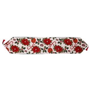 Napron Decorativ pentru Masa, Flippy, Model Flori, Tematica Craciun, 35 x 180 cm, Rosu - Img 1