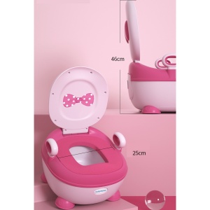 Olita pentru Copii, Flippy, +1an, Portabila, Design cu Fundita, cu Capac, Model Prietenos, Non-Toxic, Compartiment Detasabil, cu Manere, cu 4 Picioare, Usor de Curatat, 46*33*32 cm, Roz - Img 5