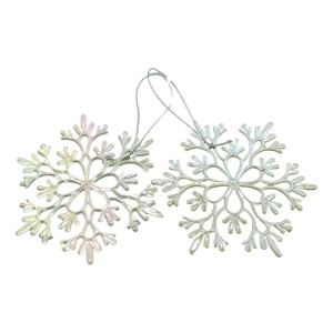 Ornament brad de Craciun, Perlat, in forma de Fulg de nea, 10 cm x 10 cm, Plastic, Flippy - Img 1