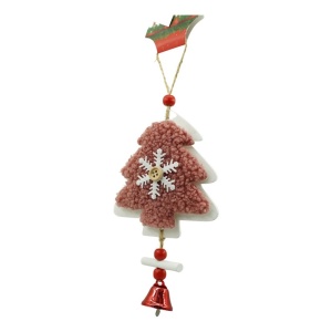 Ornament de brad broderie cu pomul de craciun, Flippy, roz, lemn, 18 cm - Img 1