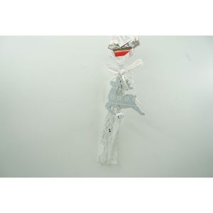 Ornament de brad craciun cerb, Flippy, gri, lemn, 25 cm