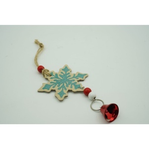 Ornament de brad fulg de nea, Flippy, multicolor, lemn, 18 cm - Img 4